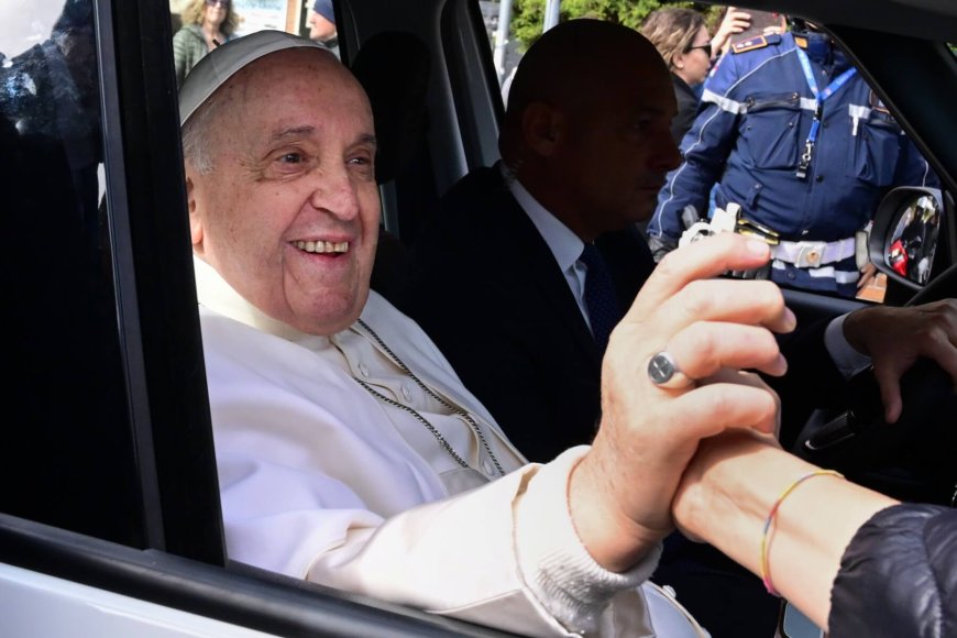 Pope Francis leaves hospital, quips 'I am still alive'