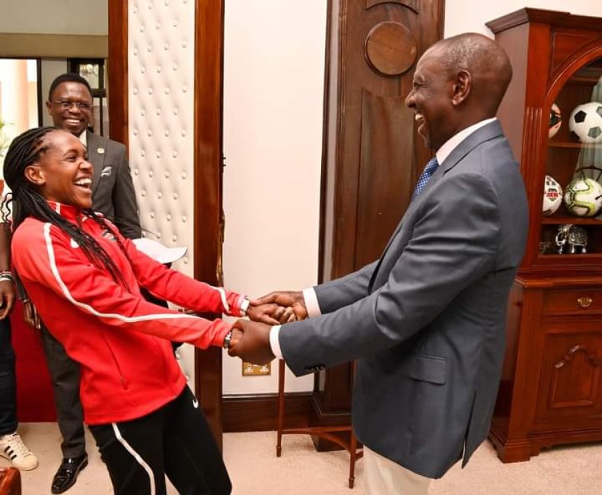 Ruto hands Faith Kipyegon a house, Sh5 million after world record achievement