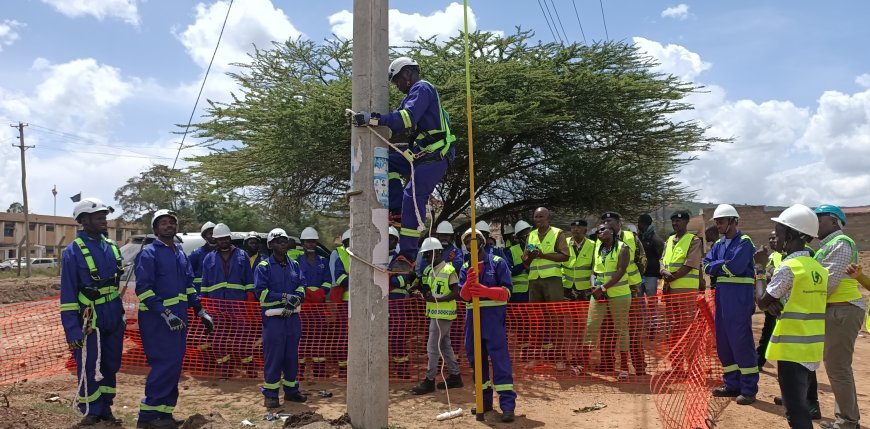 Aerial fibre optic connected in Samburu County