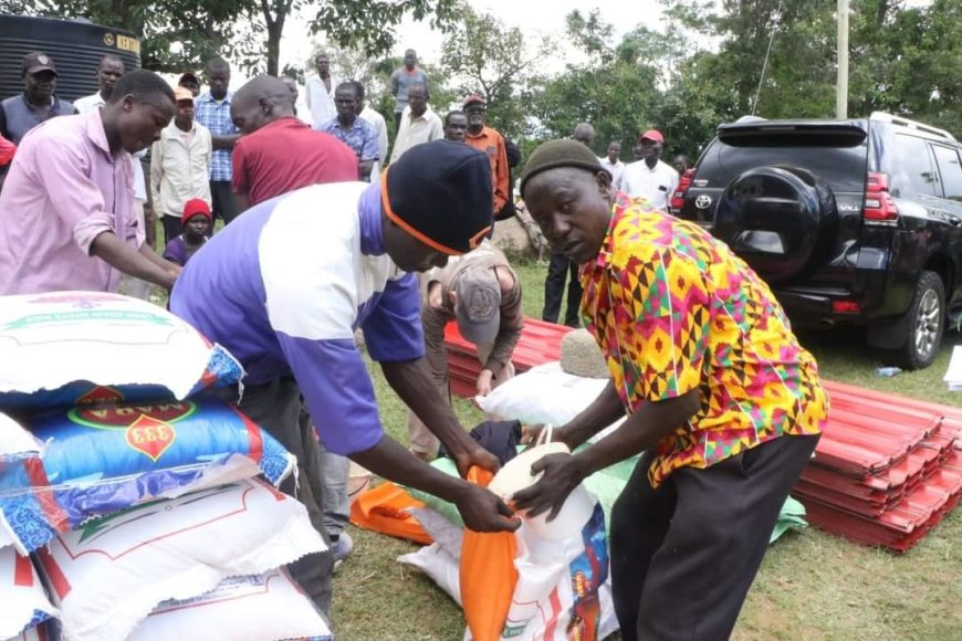 Storm Victims exchange relief items for a glass of Chang’aa