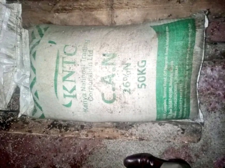 252 bags of stolen Government Fertilizer recovered at Church hall