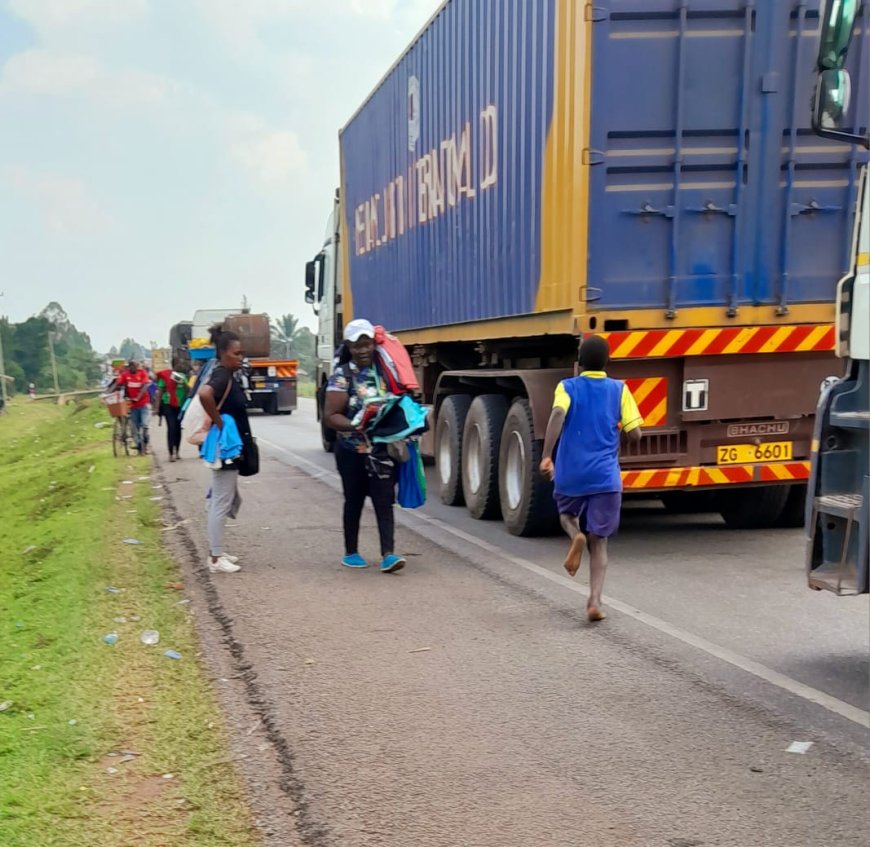 Malaba business persons eke a living on heavy truck traffic jam